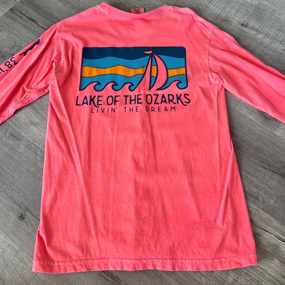 Comfort Colors Coral Long Sleeve Lake of the Ozarks Tee